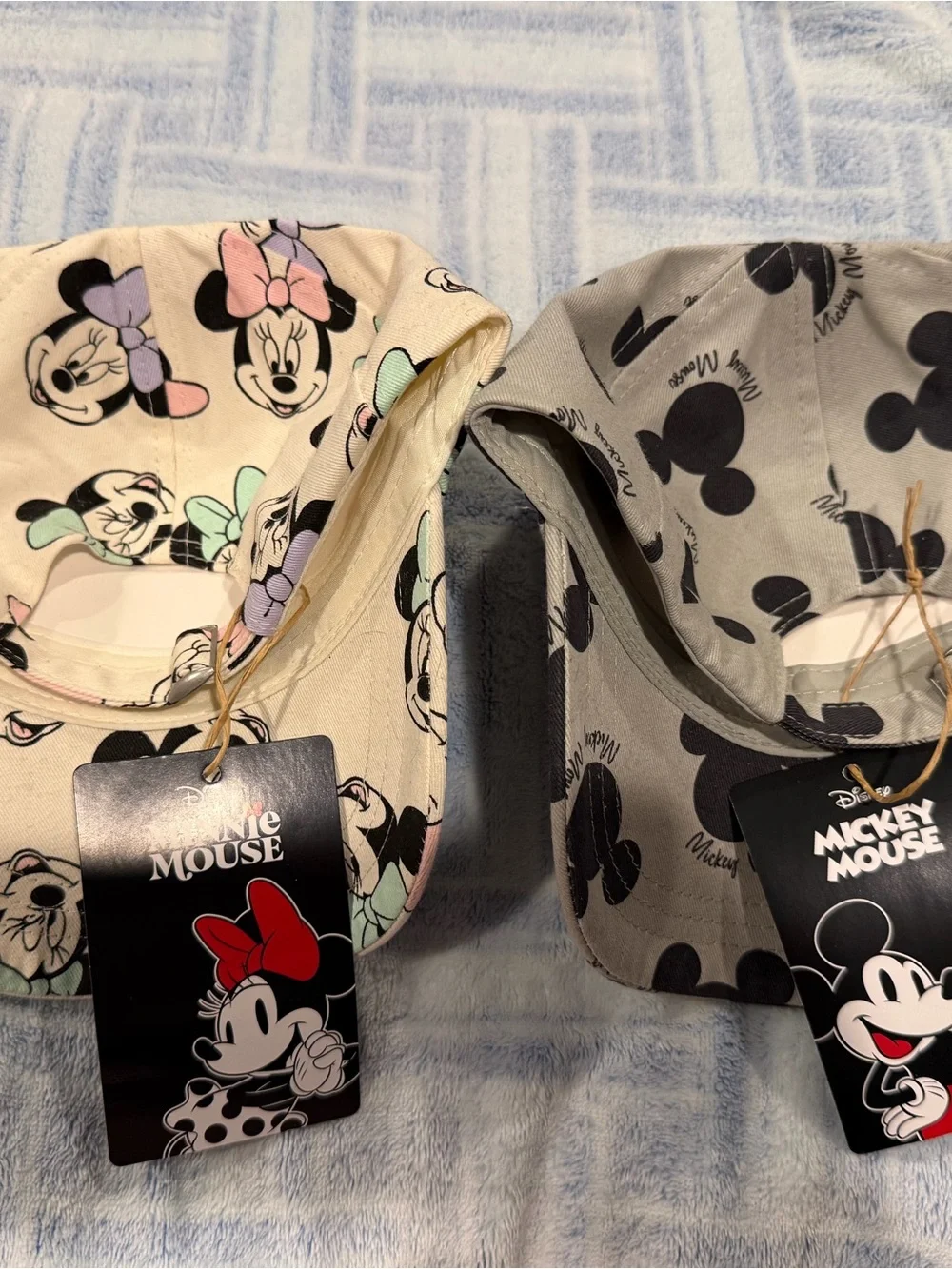 TWO Disney Print Baseball Caps - Mickey & Minnie